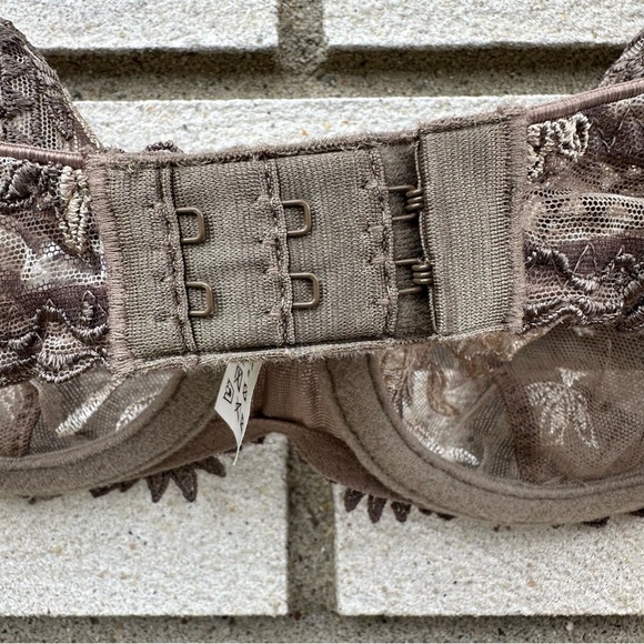 Chantelle Africa Sheer Mesh Demi Underwire Bra Mocha Brown Embroidered Lace 3695 - Picture 8 of 9